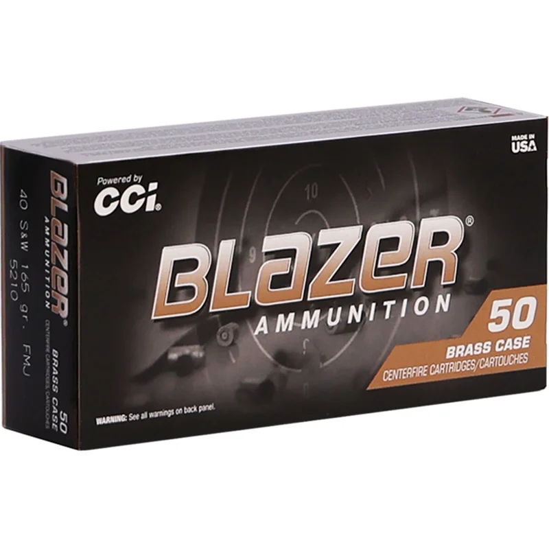 CCI Blazer Brass 40 S&W Ammo 165 Grain Full Metal Jacket - 5210
